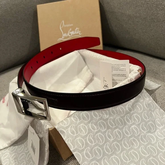 New Christian Louboutin Dark Brown Leather Belt - Picture 13 of 14